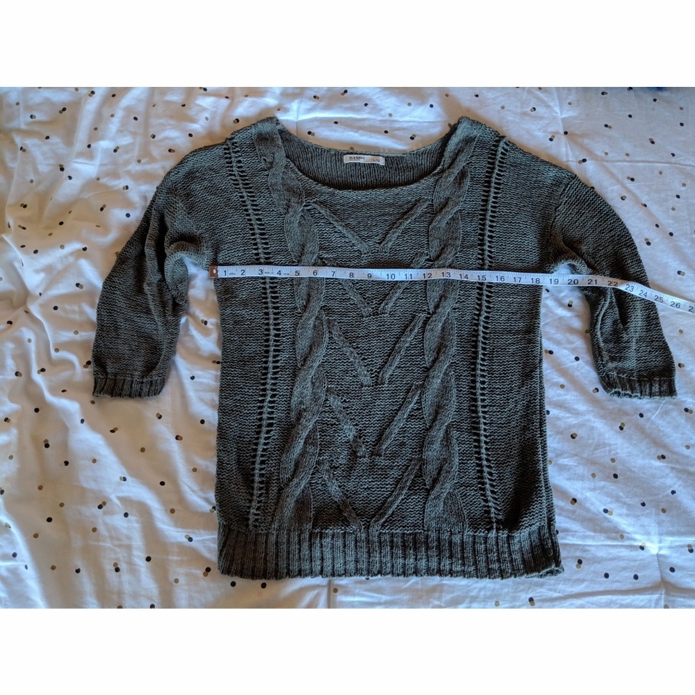 Old Navy Dark Gray Casual 3/4 Sleeve Sweater